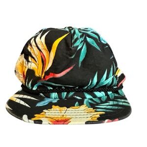 Town Talk Floral Bird of Paradise Snapback Hat Black Tropical Palm USA Made